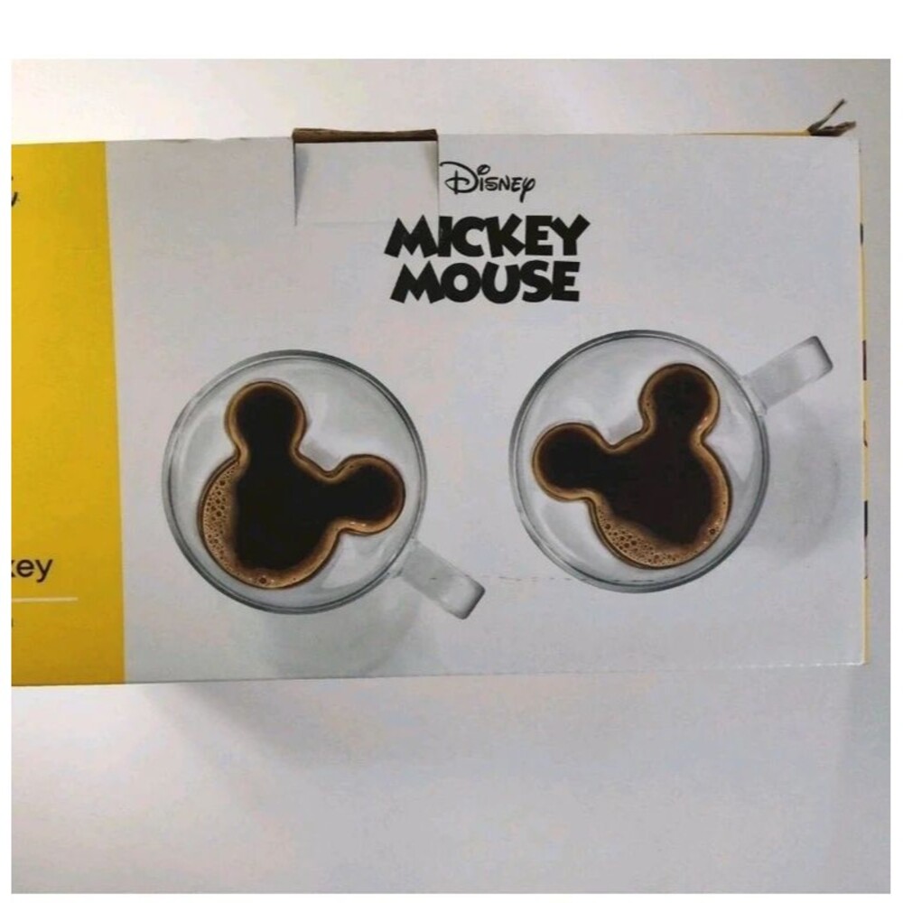 Disney Mickey Mouse 3D Mickey Set of 2 Glass Double Wall Glasses 10oz Joy Jolt